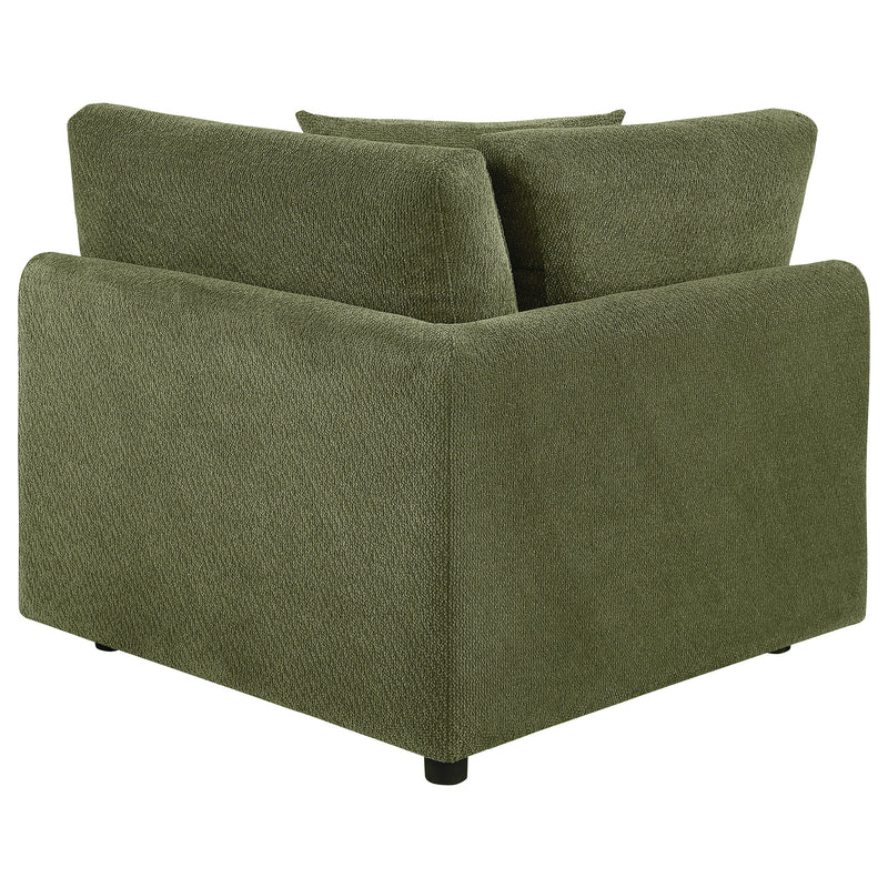 Sillón esquinero modular tapizado en chenilla Elysia, verde