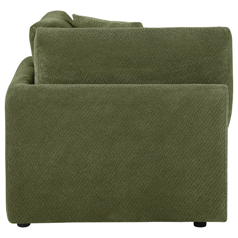 Sillón esquinero modular tapizado en chenilla Elysia, verde