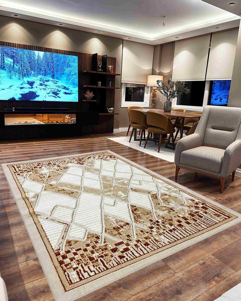 TRIBAL Rug DESIGN 5521 Beige 8x11 (7'8x10'8")"
