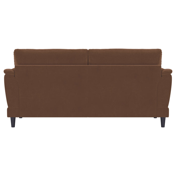 Selma Velvet Upholstered Crescent Arm Sofa Rust