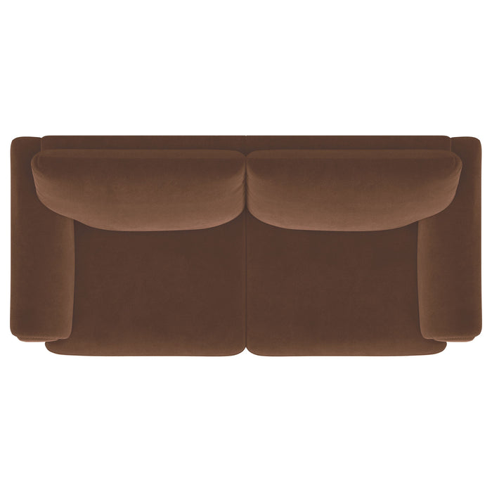Selma Velvet Upholstered Crescent Arm Sofa Rust