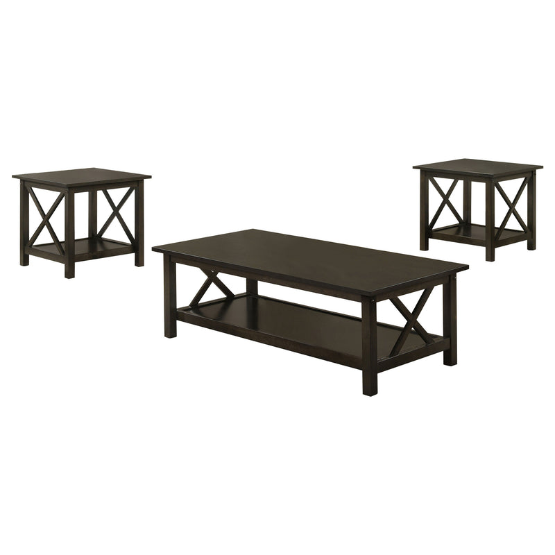 Rachelle 3-piece Rectangular Coffee Table Set Deep Merlot