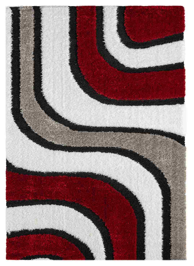 5D SHAGGY Rug Design 6417 Red 5x8 (5'2x7'5")"