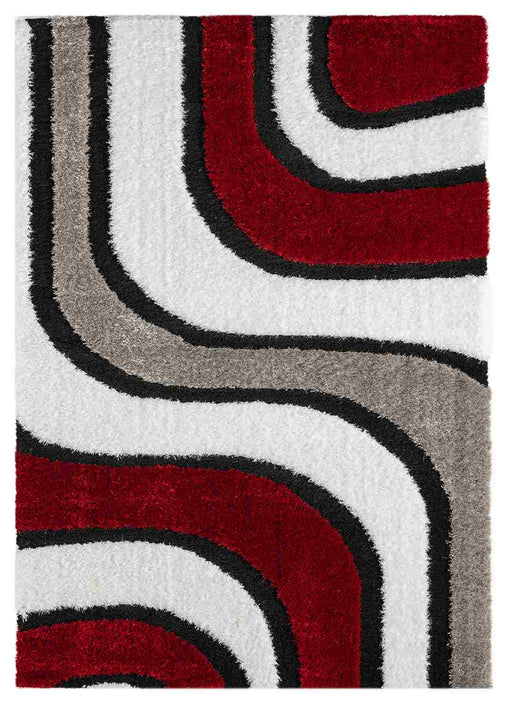 5D SHAGGY Rug Design 6417 Red 5x8 (5'2x7'5")"