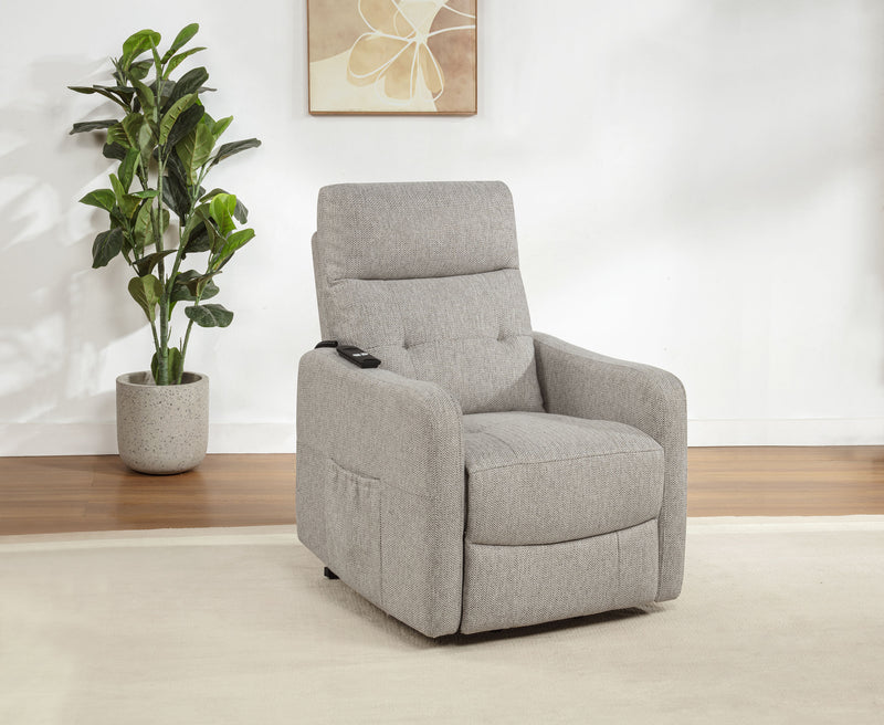 Sillón reclinable eléctrico tapizado Dayes color topo