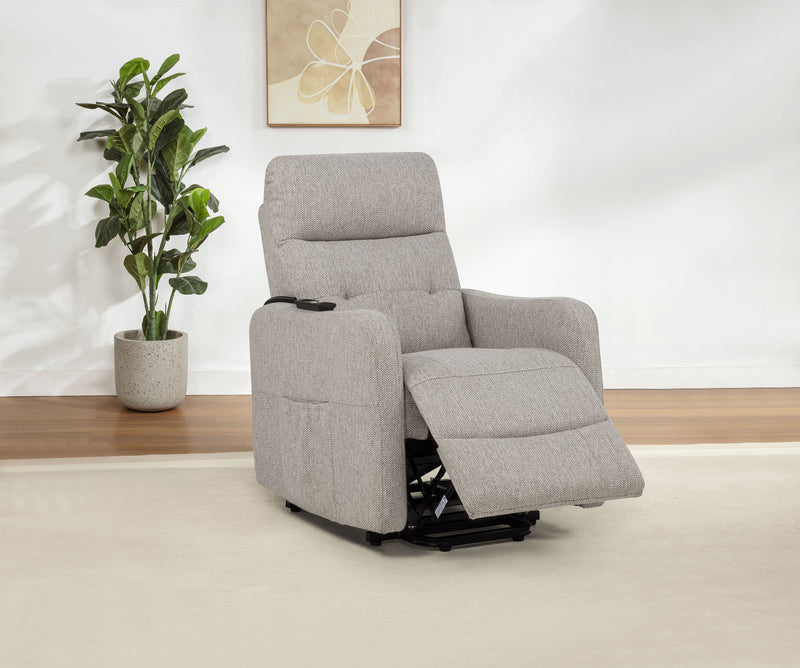 Sillón reclinable eléctrico tapizado Dayes color topo