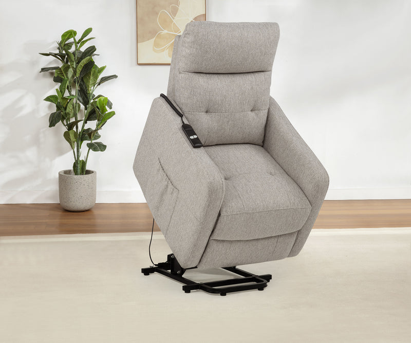 Sillón reclinable eléctrico tapizado Dayes color topo