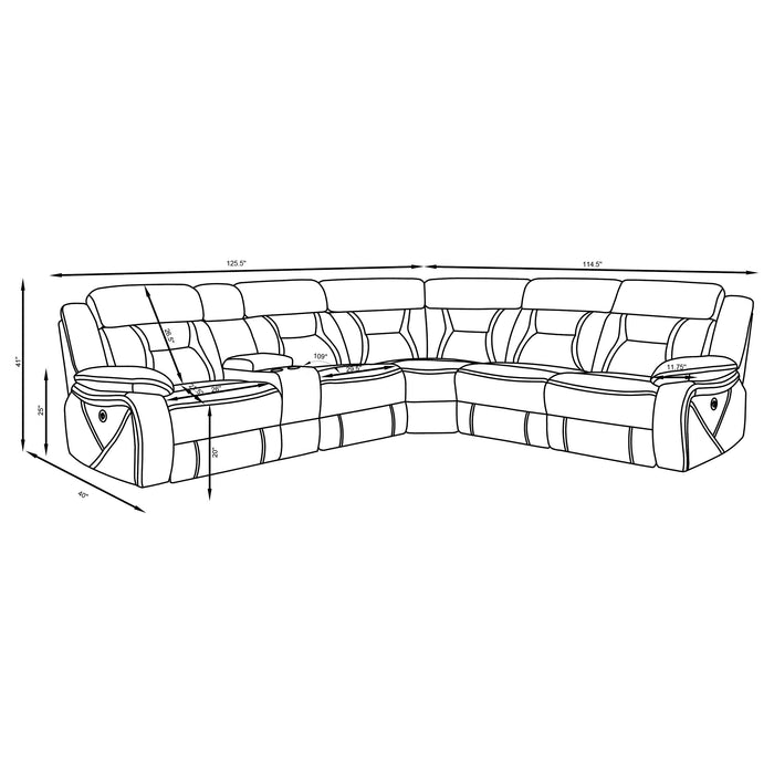 Higgins  Upholstered Power Sectional Grey