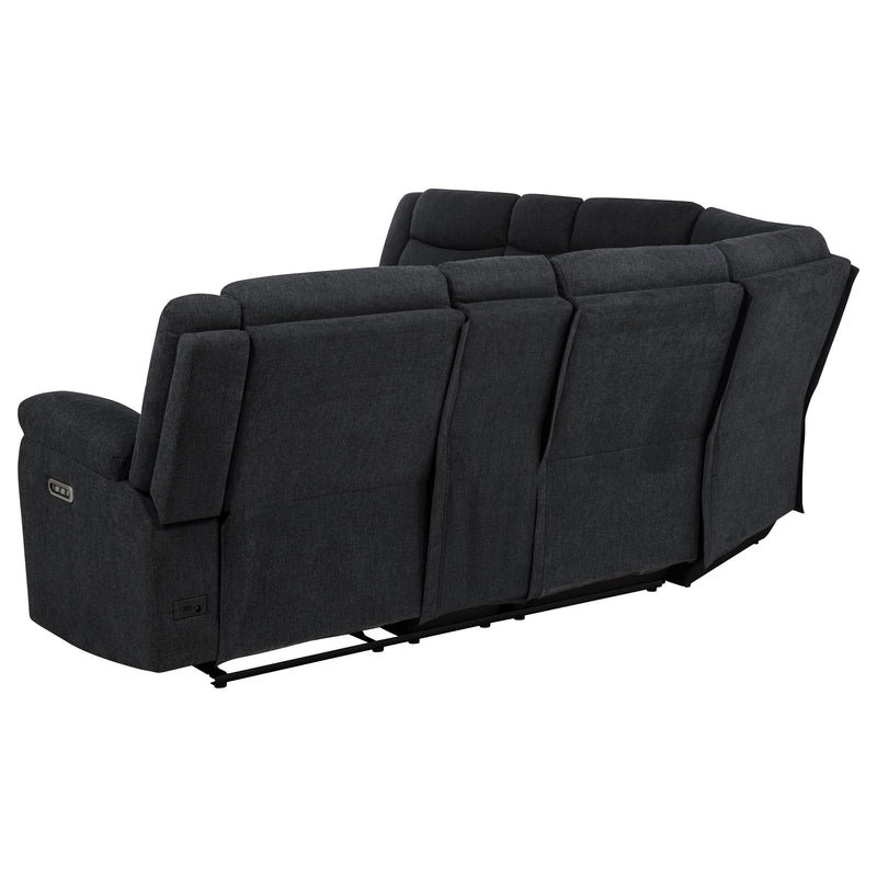 Sofá Seccional Reclinable Eléctrico Tapizado Hagen Gris Acero
