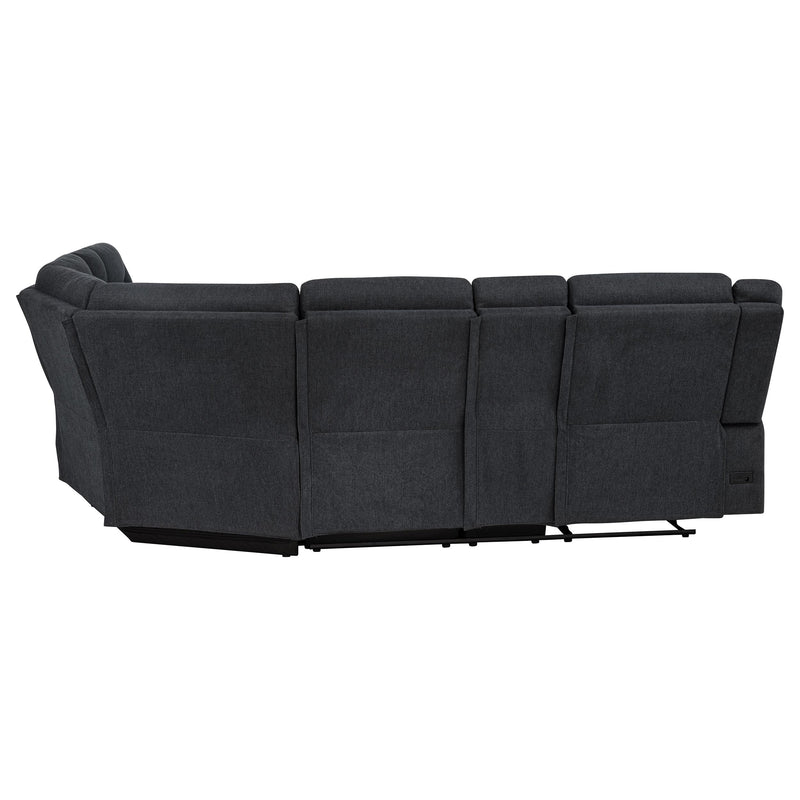 Sofá Seccional Reclinable Eléctrico Tapizado Hagen Gris Acero