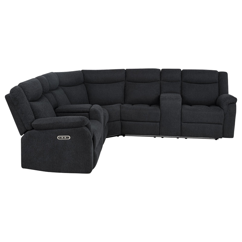 Sofá Seccional Reclinable Eléctrico Tapizado Hagen Gris Acero