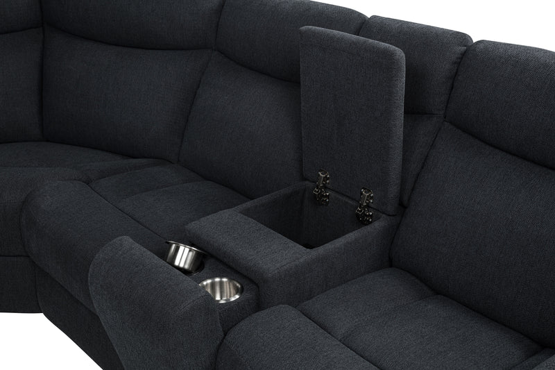 Sofá Seccional Reclinable Eléctrico Tapizado Hagen Gris Acero