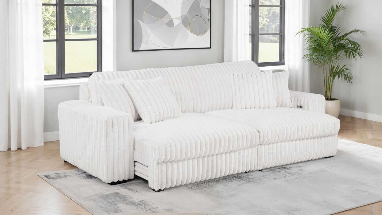 Jacana Corduroy Upholstered Dual Power Chaise Sofa
