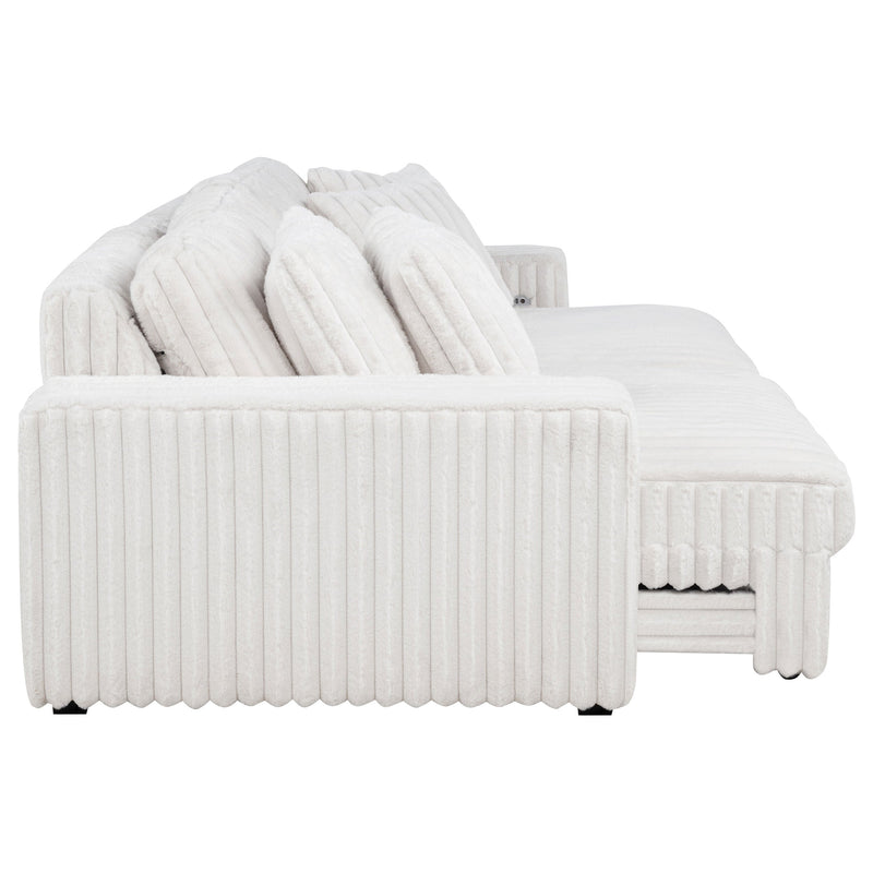 Jacana Corduroy Upholstered Dual Power Chaise Sofa