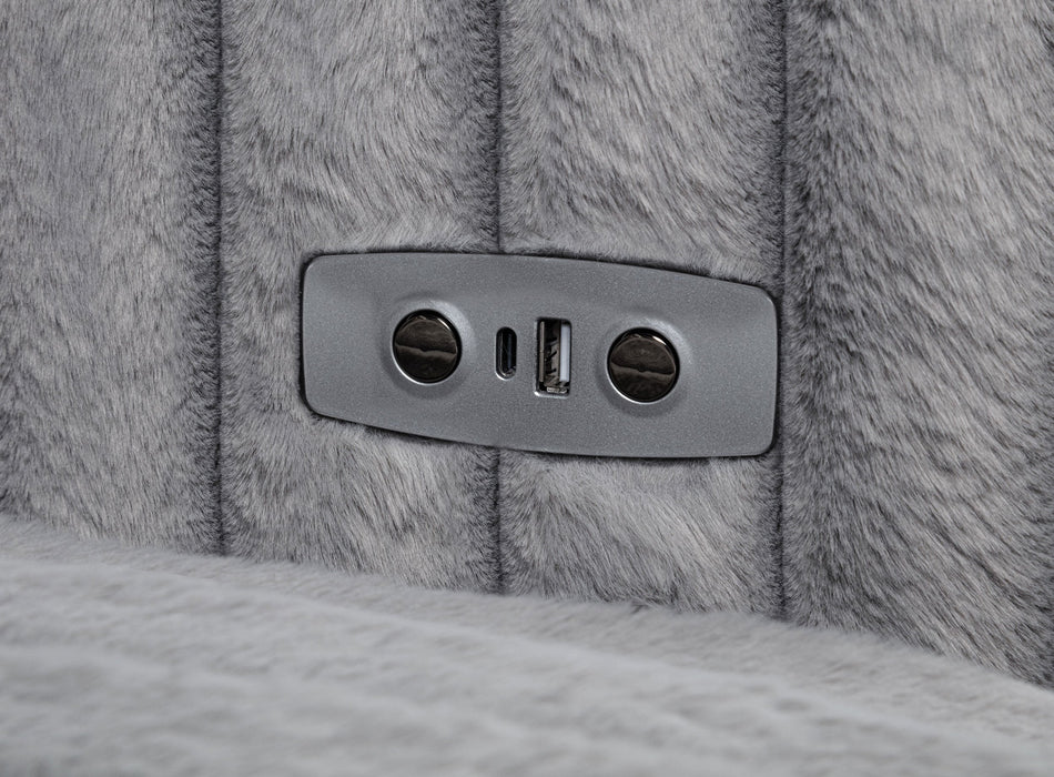 Jacana Corduroy Upholstered Dual Power Chaise Sofa