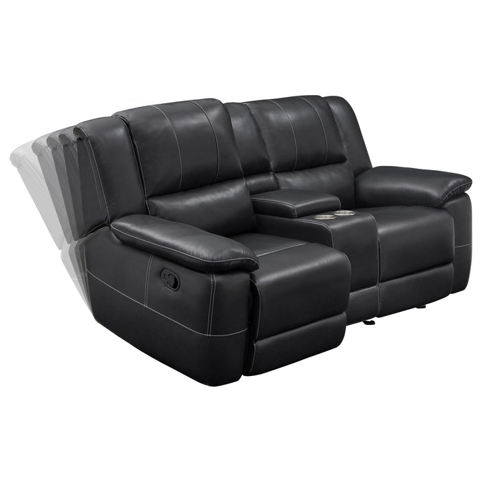 Lee Glider Loveseat with Console Black