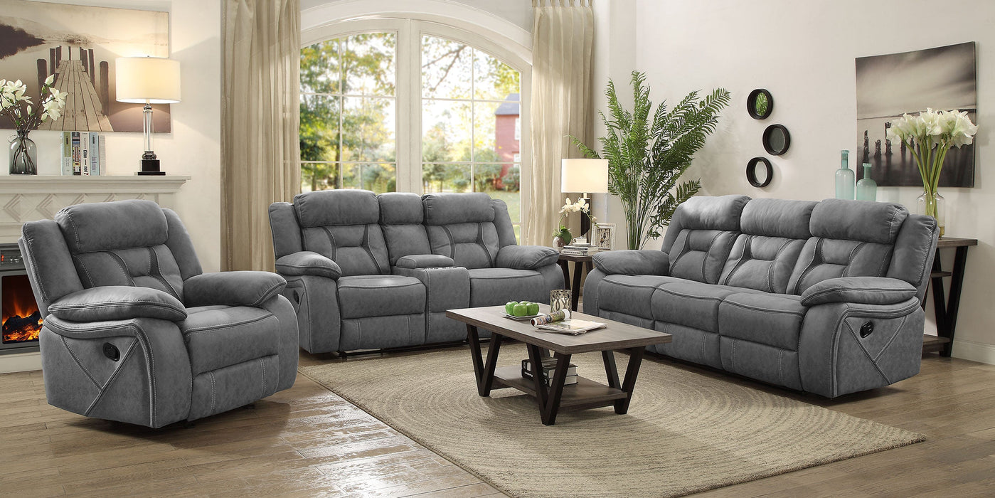 Higgins Pillow Top Arm Motion Loveseat with Console Grey