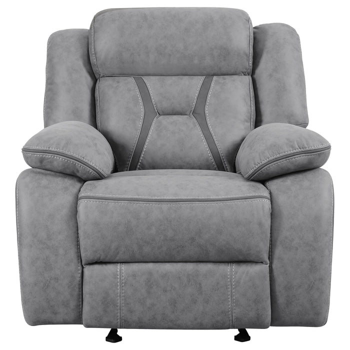 Higgins Overstuffed Upholstered Glider Recliner Grey