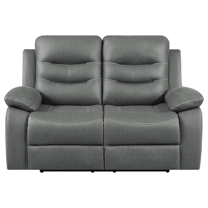 Nova Upholstered Motion Reclining Loveseat Dark Grey