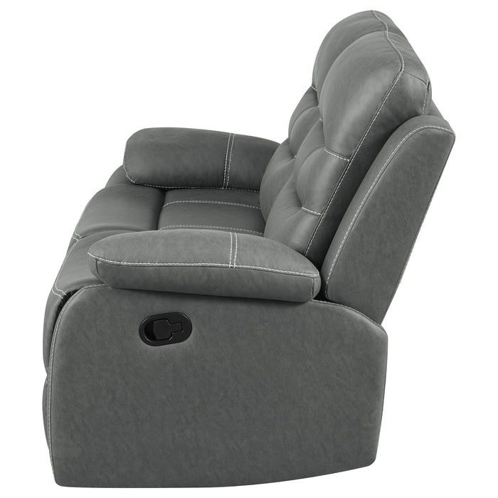 Nova Upholstered Motion Reclining Loveseat Dark Grey