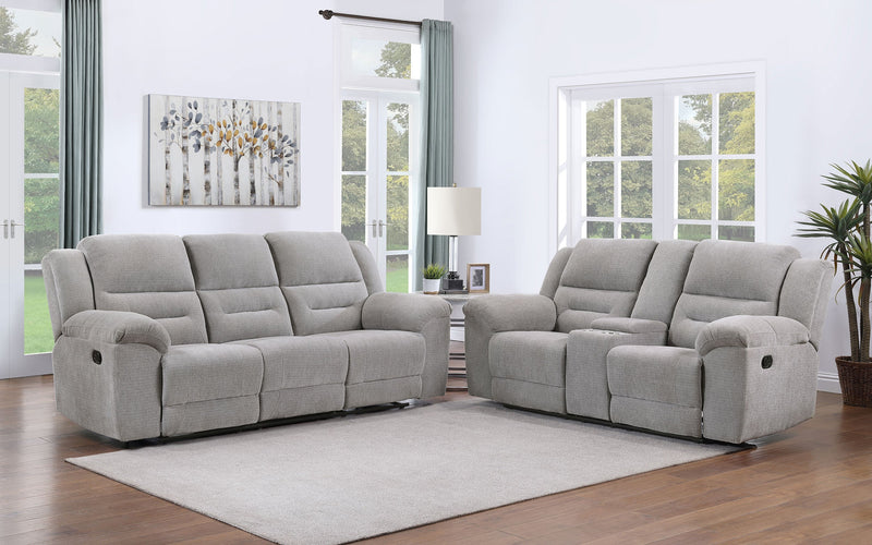 Juego de sofá reclinable tapizado en chenilla Gilson, gris
