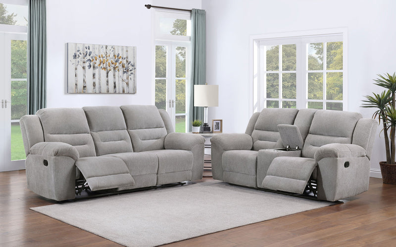 Juego de sofá reclinable tapizado en chenilla Gilson, gris