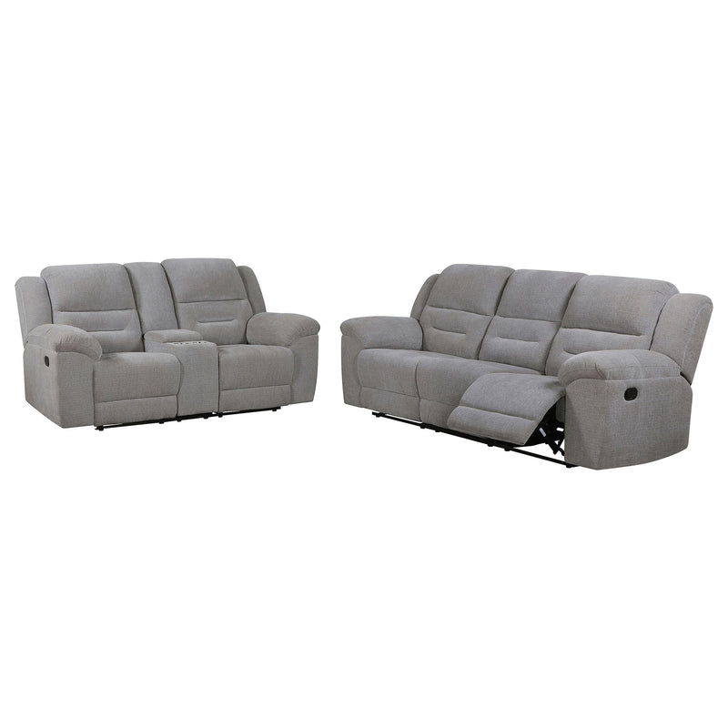 Juego de sofá reclinable tapizado en chenilla Gilson, gris
