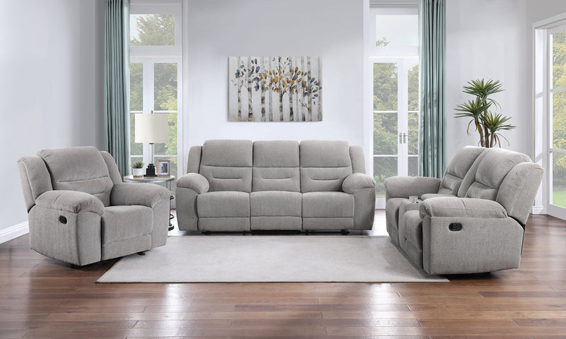 Juego de sofá reclinable tapizado en chenilla Gilson, gris