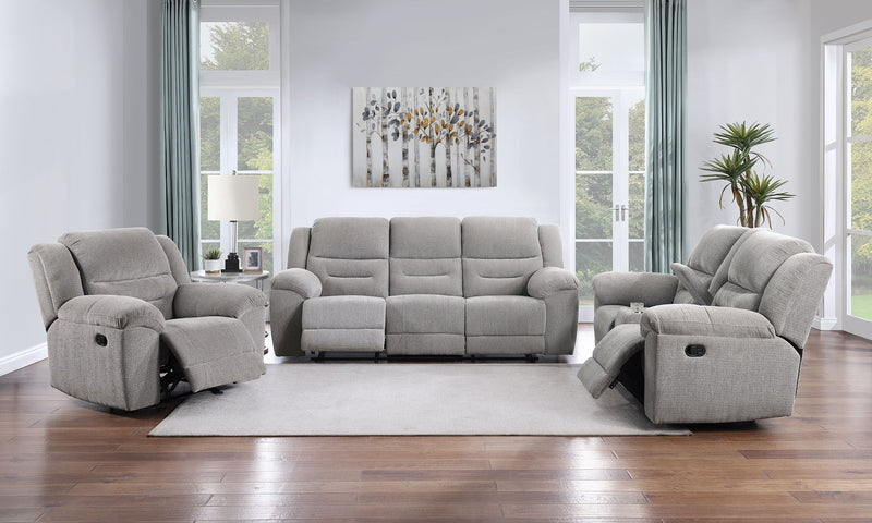 Juego de sofá reclinable tapizado en chenilla Gilson, gris