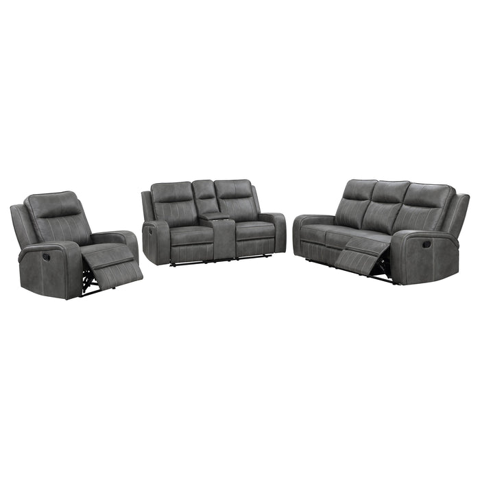 Raelynn 2-piece Upholstered Motion Reclining Sofa Set Grey