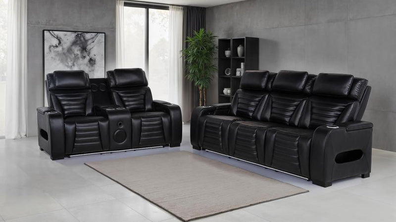 Zuma Faux Leather Dual Power LED Sofa Set