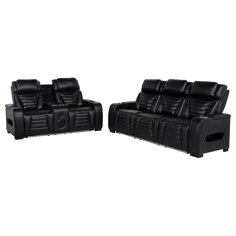 Zuma Faux Leather Dual Power LED Sofa Set