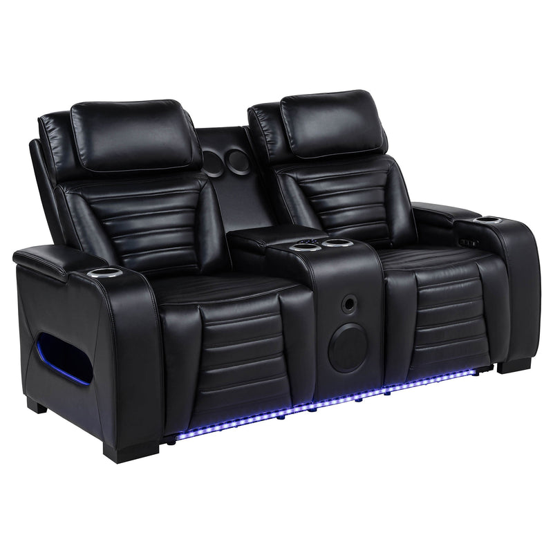 Zuma Faux Leather Dual Power LED Sofa Set
