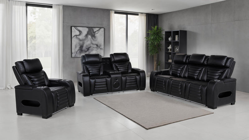 Zuma Faux Leather Dual Power LED Sofa Set