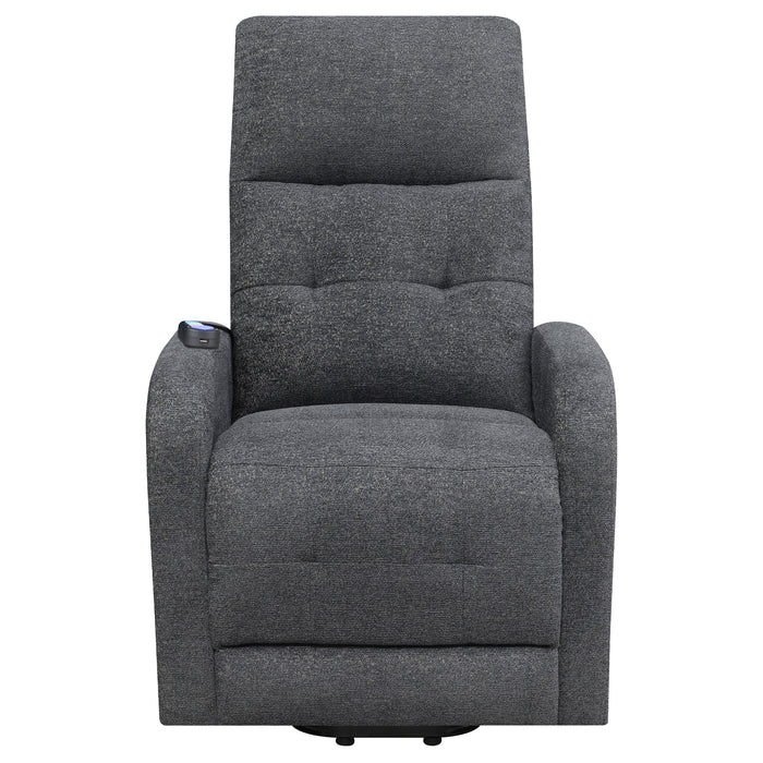 Howie Tufted Upholstered Power Lift Recliner Charcoal