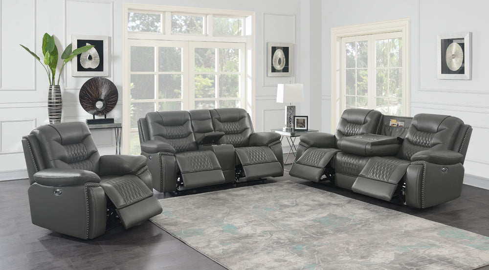 Flamenco Tufted Upholstered Power Sofa Charcoal