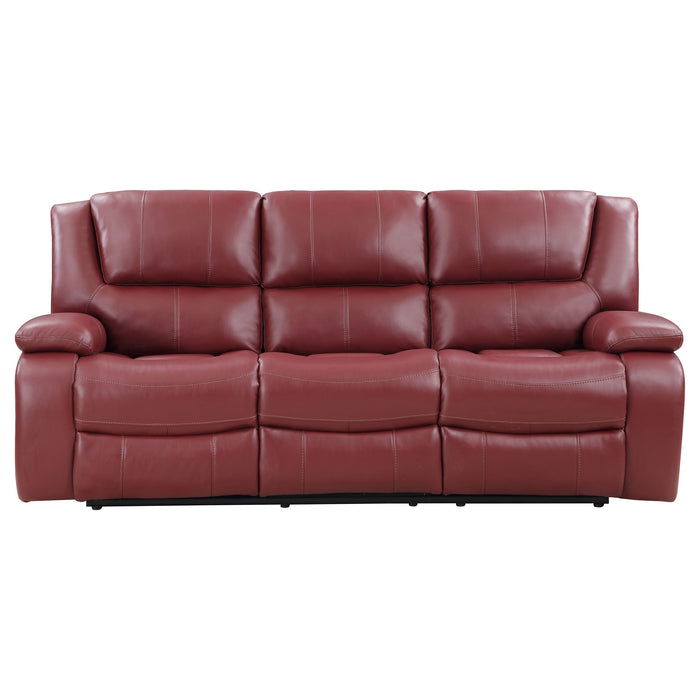 Camila 2-piece Upholstered Reclining Sofa Set Red Faux Leather