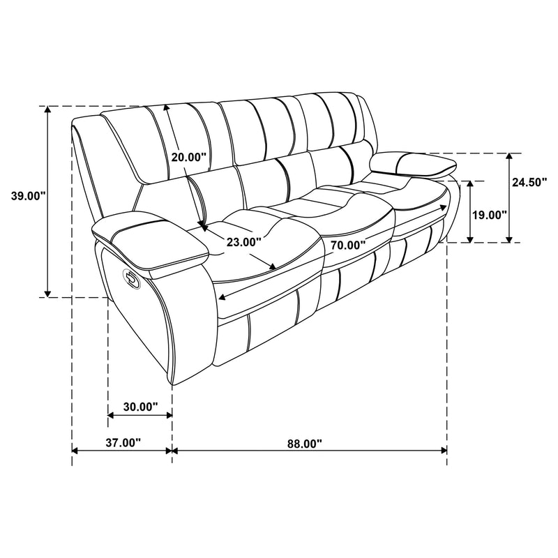 Camila Upholstered Motion Reclining Sofa