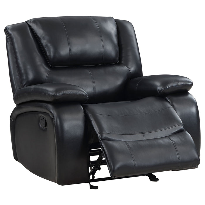 Camila 2-piece Upholstered Motion Reclining Sofa Set Black