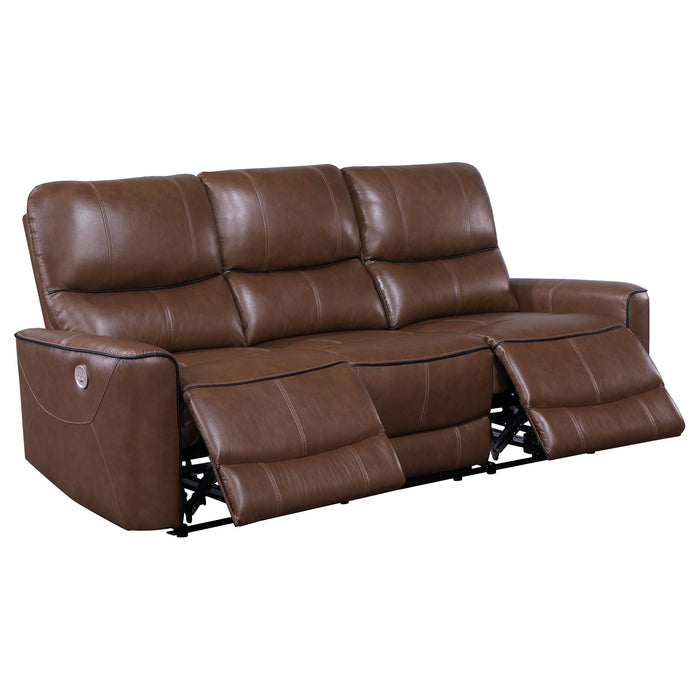 Greenfield 2-piece Upholstered Power Reclining Sofa Set Saddle Brown