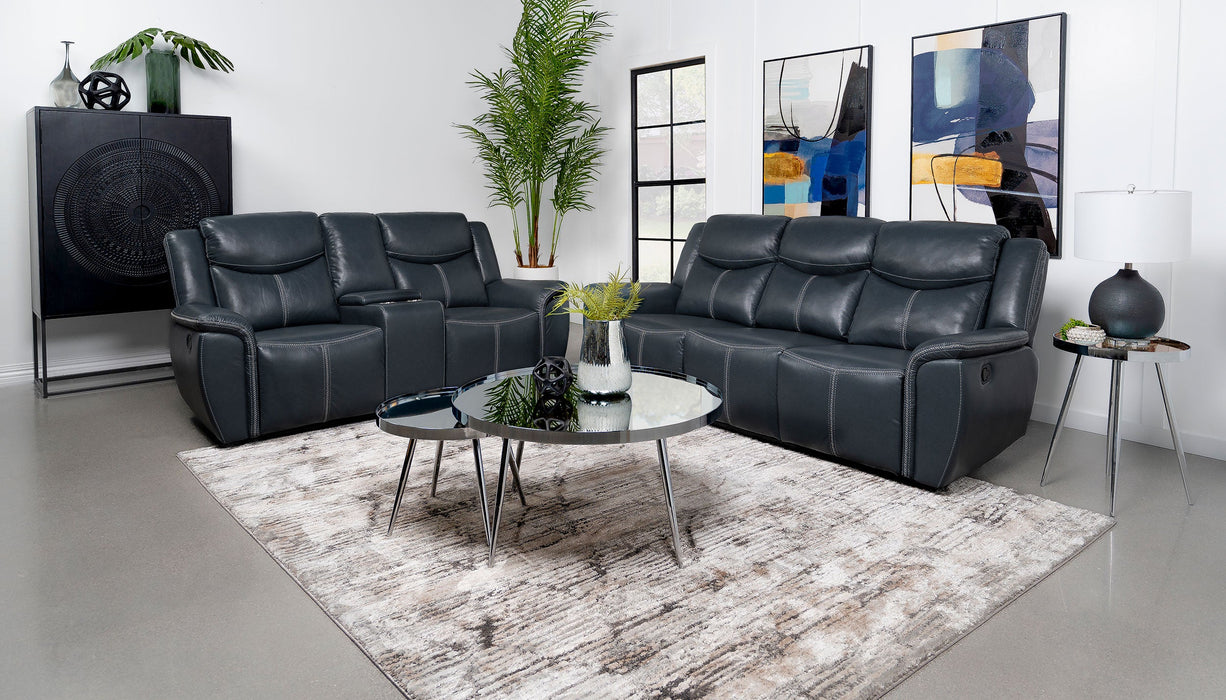 Sloane 2-piece Upholstered Motion Reclining Sofa Set Blue