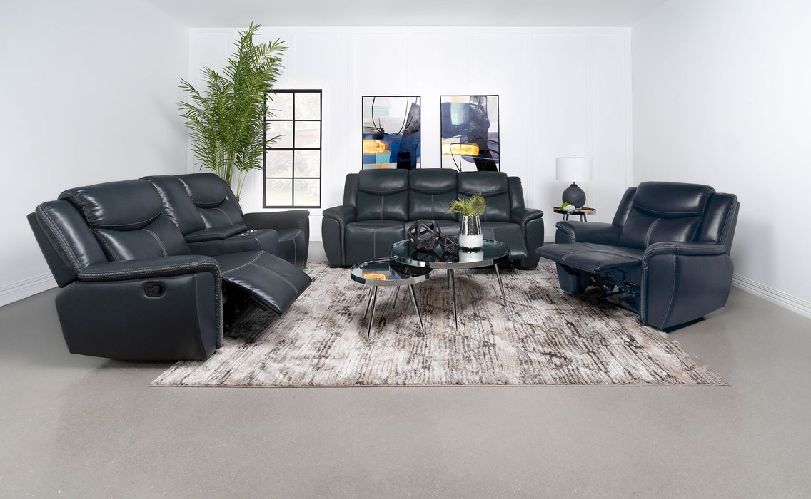 Sloane 2-piece Upholstered Motion Reclining Sofa Set Blue