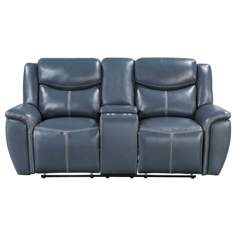 Sofá de dos plazas reclinable Sloane con brazos acolchados, tapizado, azul