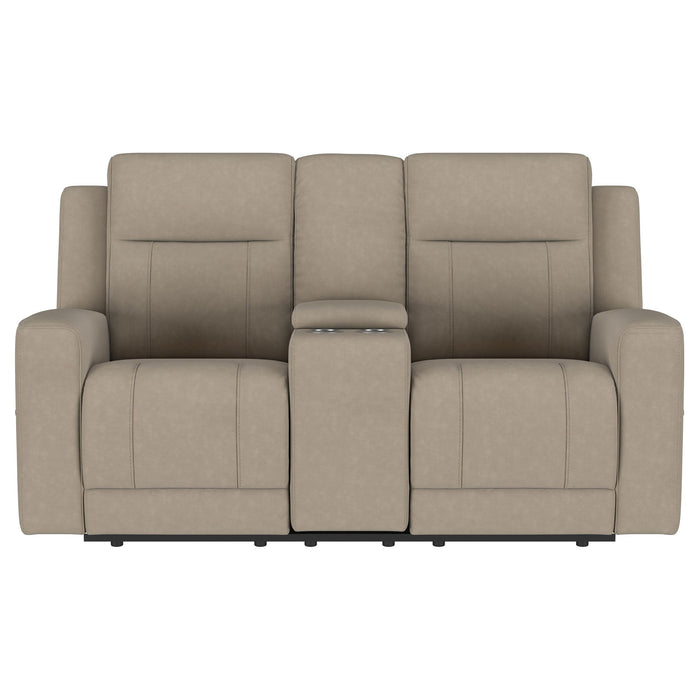 Brentwood Upholstered Motion Reclining Loveseat Taupe