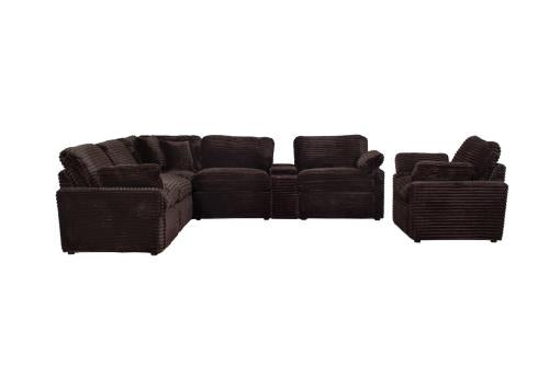 Sofá Seccional Reclinable Eléctrico Modular Collins Marrón Chocolate