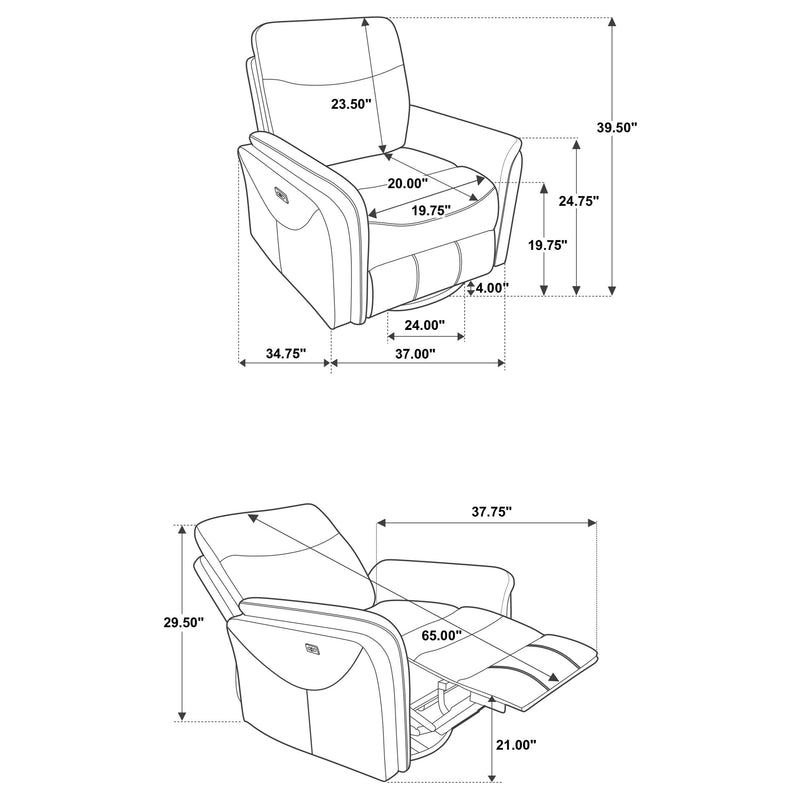 Adler Upholstered Power Swivel Glider Recliner