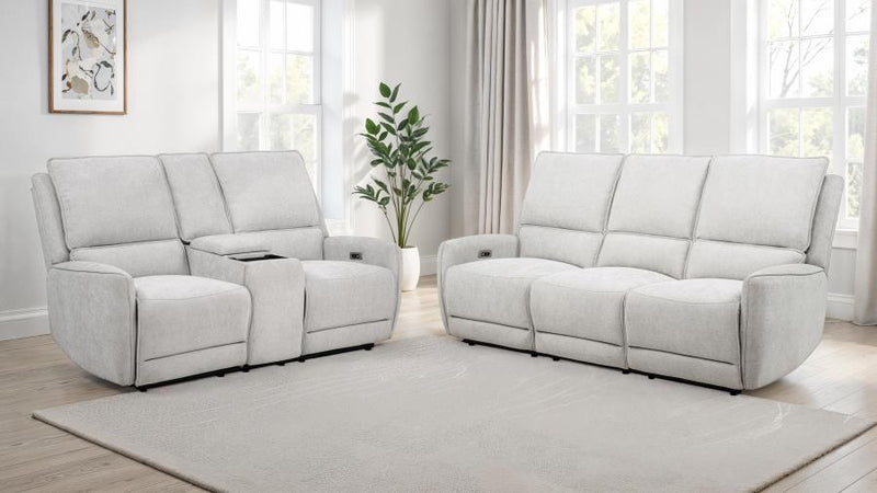 Juego de Sofás Reclinables Eléctricos de Chenilla Sylmar Gris Paloma