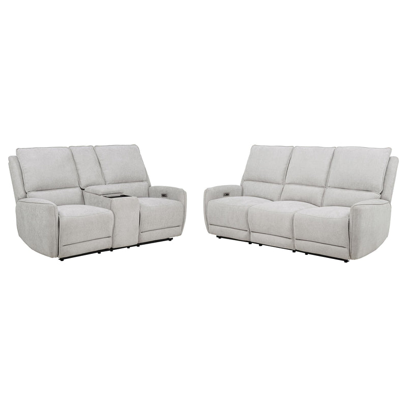 Juego de Sofás Reclinables Eléctricos de Chenilla Sylmar Gris Paloma