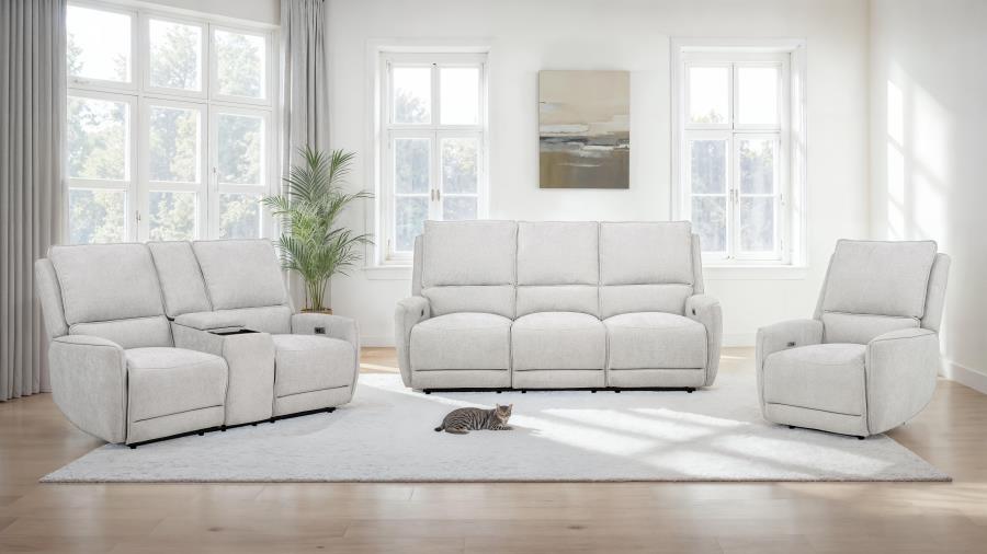 Sylmar Chenille Power Reclining Sofa Set Dove Grey