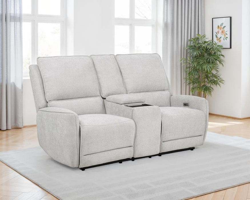 Sylmar Chenille Upholstered Power Reclining Loveseat Dove Grey